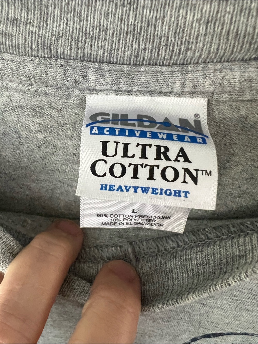 Gildan Gray Ultra Cotton Heavyweight Tee with Blue Logo - Picture 2 of 3